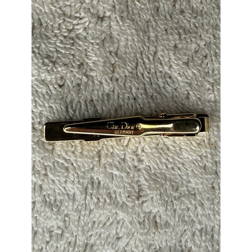 Christian Dior Gold Tone Rope Tie Clip Vintage 2" Germany - Picture 3 of 4